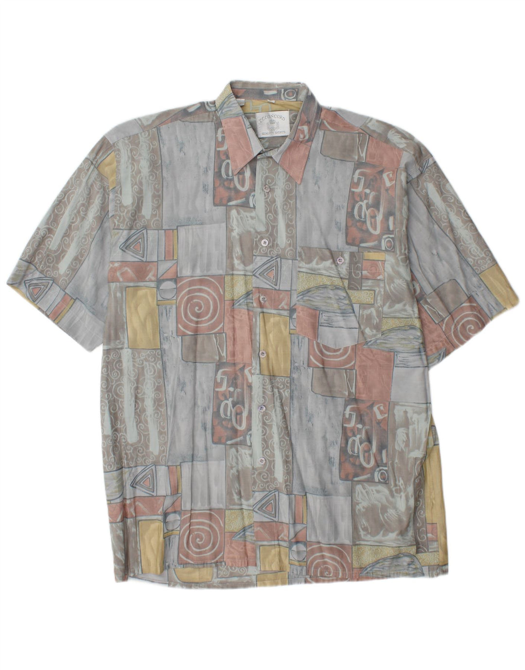 Koszula męska z krótkim rękawem C.C.CONCORD, duża, wielokolorowa, geometryczna