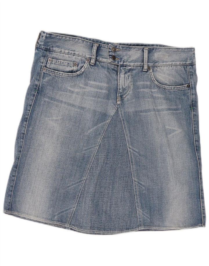 Spódnica dżinsowa damska Benetton W32 duża niebieska bawełna