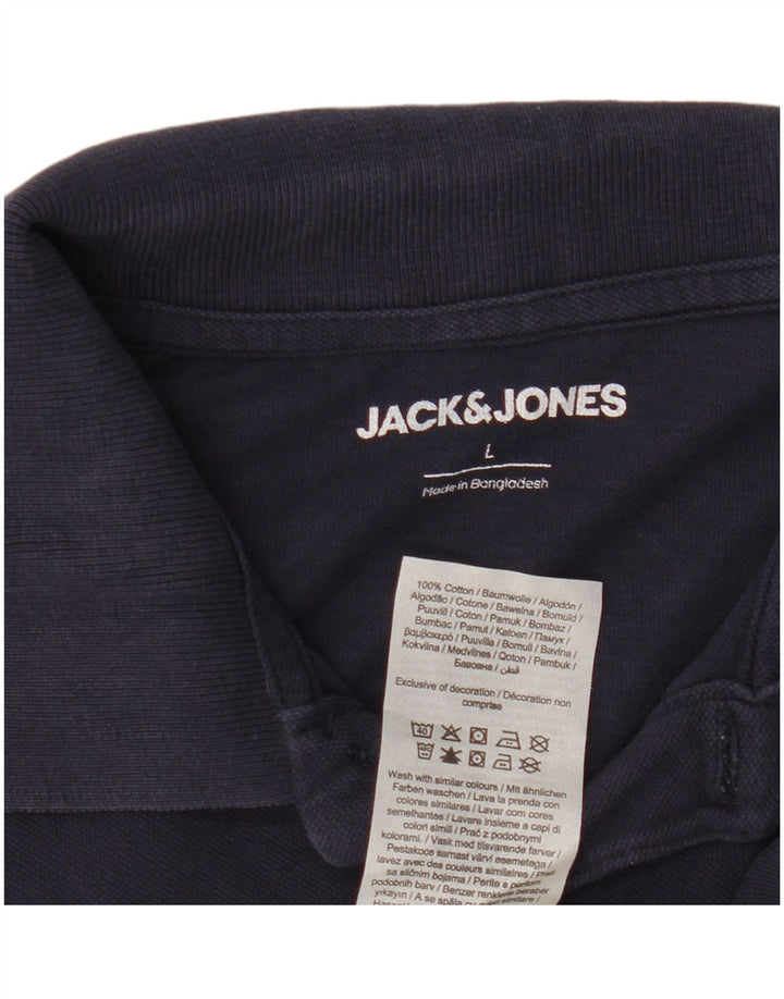Męska koszulka polo Jack & Jones, duża, granatowa, bawełniana
