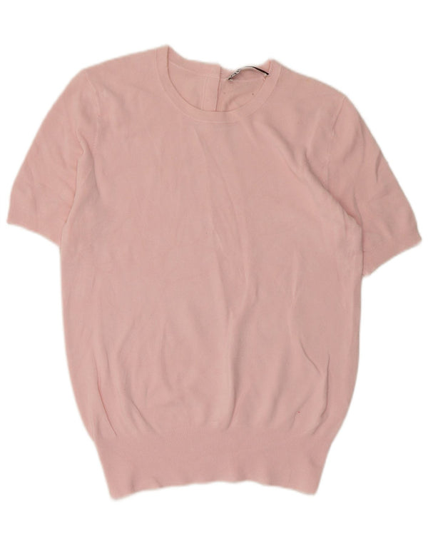 Damski sweter Zara z krótkim rękawem i okrągłym dekoltem UK 18 XL, różowy