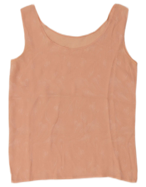 Vintage Womens Crop Sleeveless Blouse Top UK 4 XS Pink Tie Dye