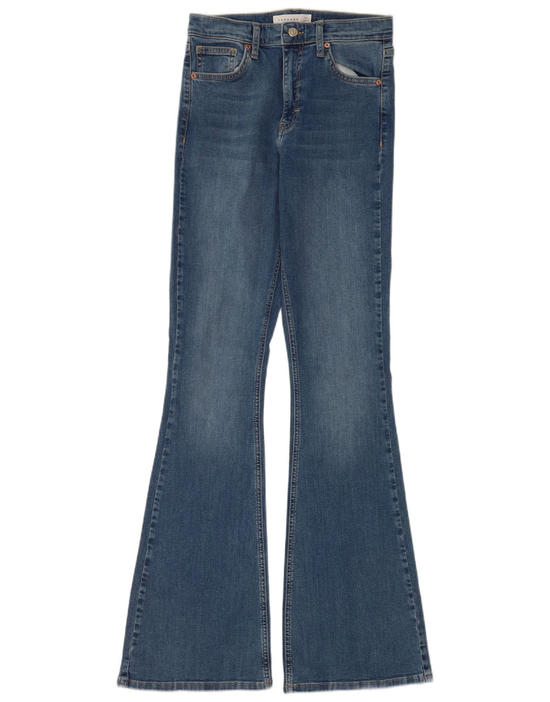 Topshop Damskie jeansy Jamie Flared W28 L34 Niebieskie bawełniane