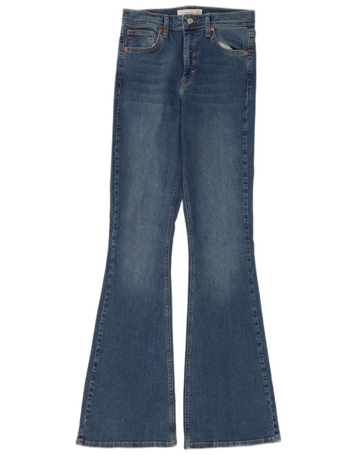 Topshop Damskie jeansy Jamie Flared W28 L34 Niebieskie bawełniane
