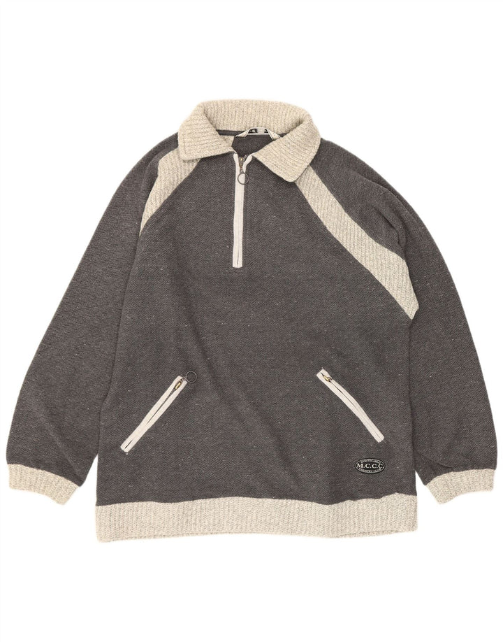 Damski sweter oversize Lotto z golfem UK 12, średni szary nakrapiany