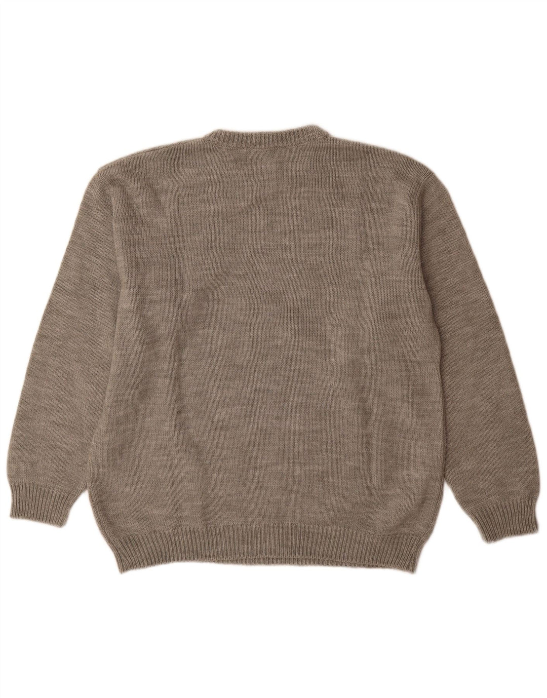 Męski sweter z okrągłym dekoltem Alcatraz, duży, szary, geometryczny, wełniany