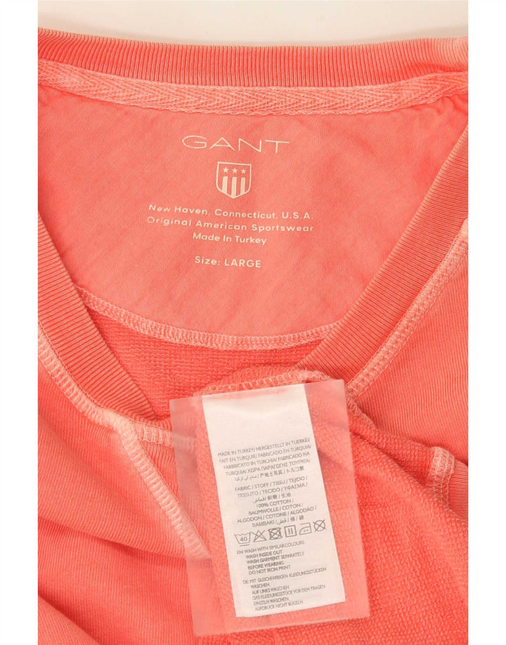 Męski top z długim rękawem Gant, duży, różowy, bawełniany