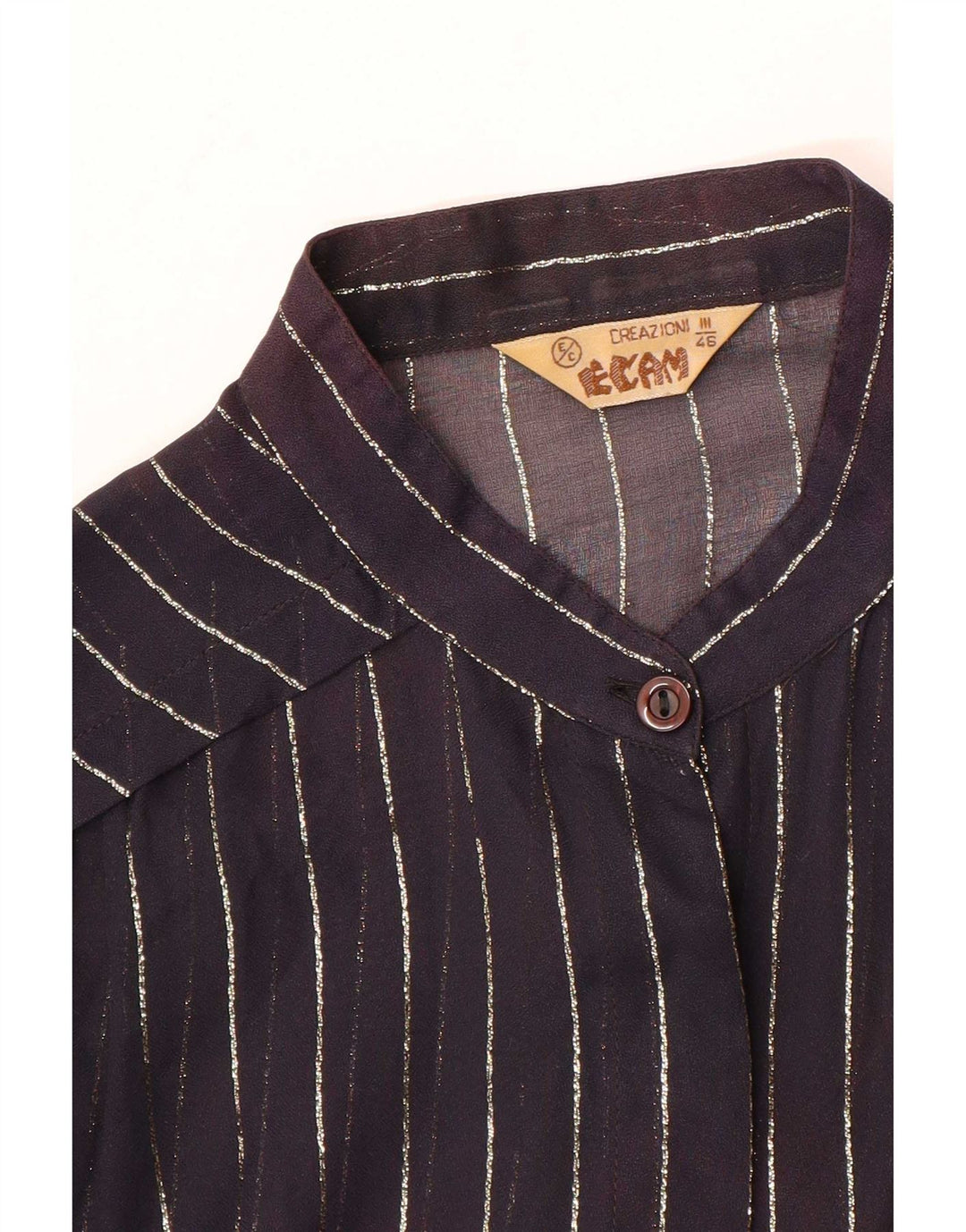 Damska bluzka koszulowa w stylu vintage IT 46, duża granatowa w prążki