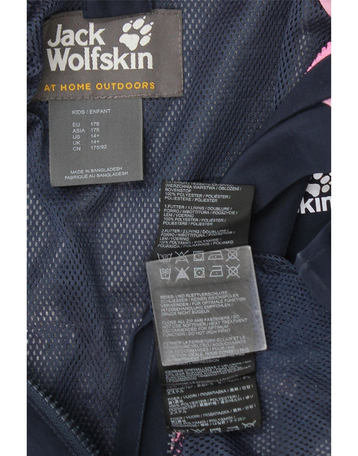 Dziewczęca kurtka przeciwdeszczowa z kapturem Jack Wolfskin 14-15 lat, granatowa, poliester