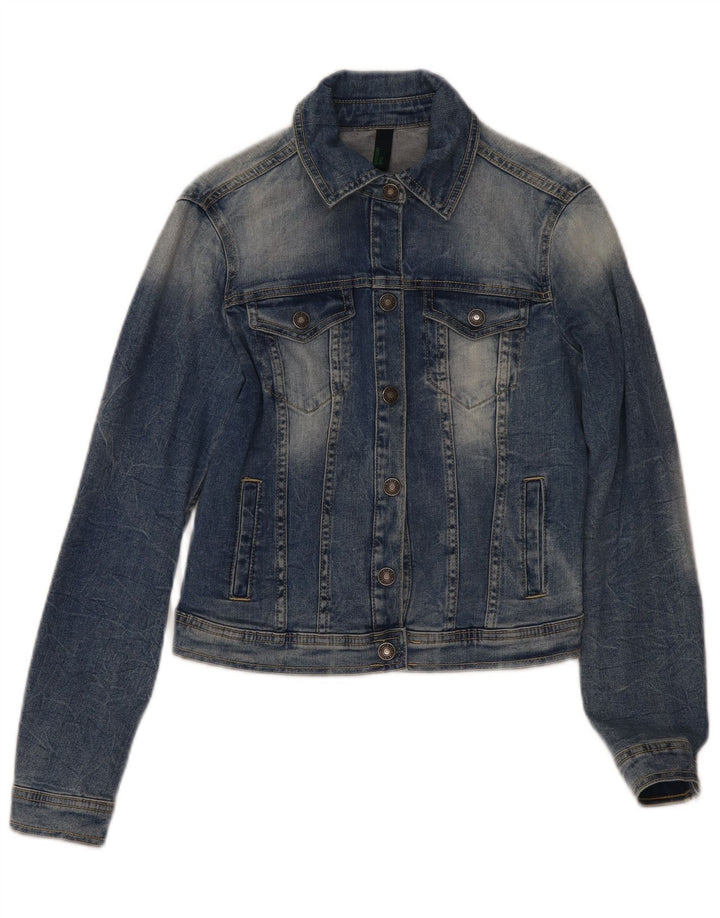 Damska kurtka jeansowa Benetton Crop UK 10, mała, niebieska bawełna