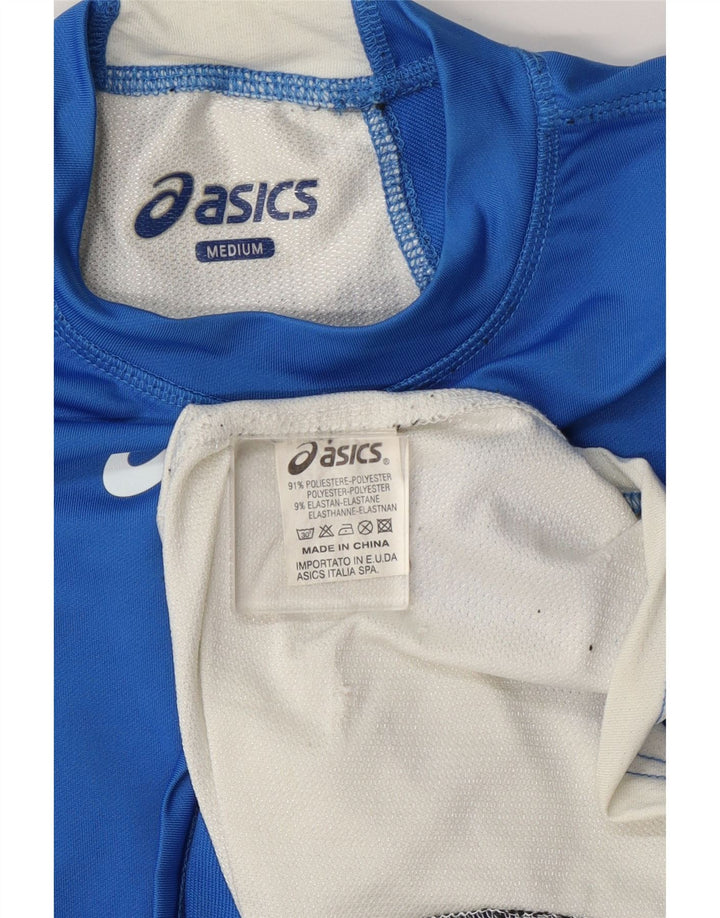 T-shirt męski Asics Top, średni niebieski, poliester z blokami kolorów