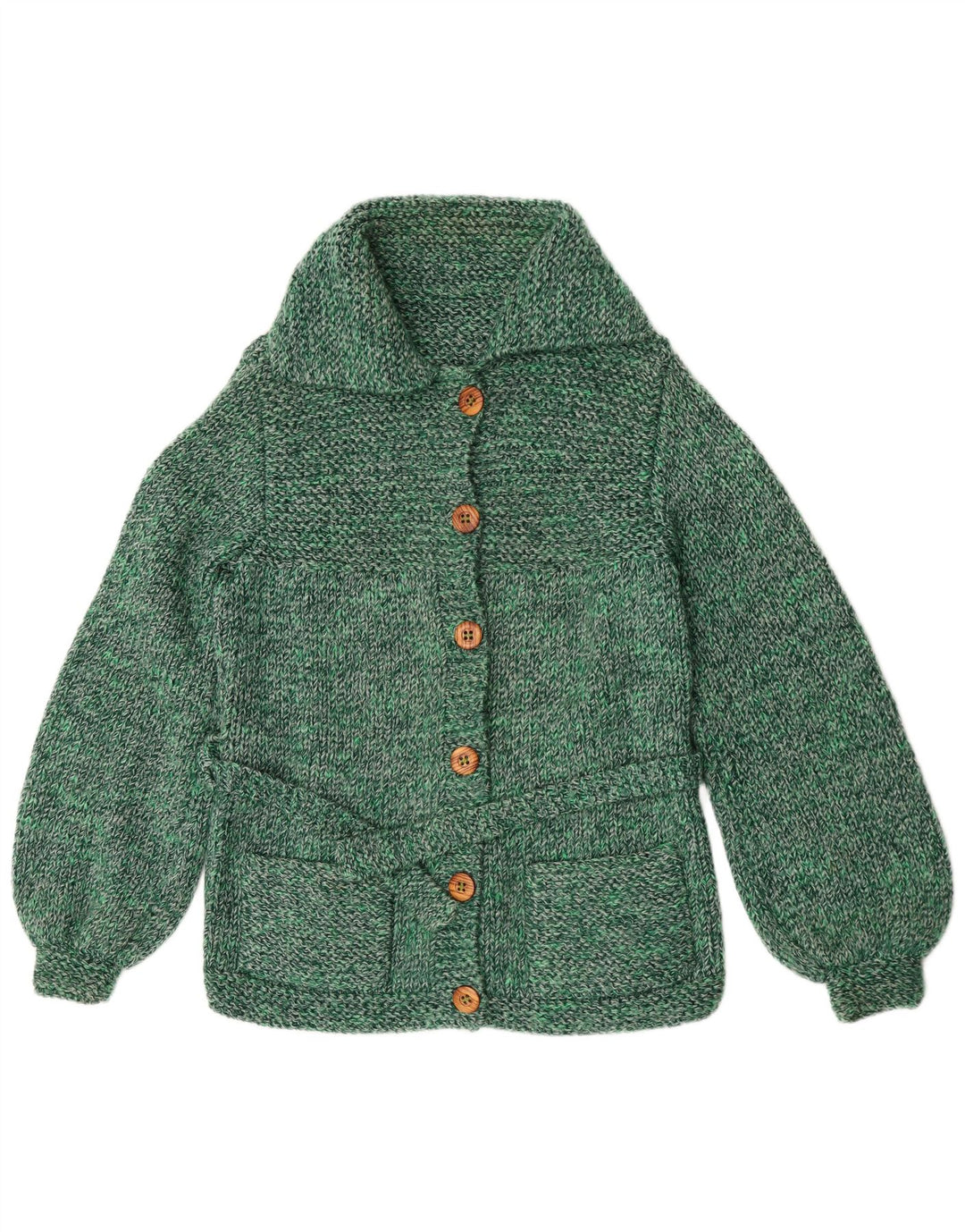 Sweter damski w stylu vintage, UK 14, średni, zielony, nakrapiany