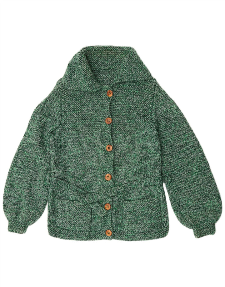 Sweter damski w stylu vintage, UK 14, średni, zielony, nakrapiany
