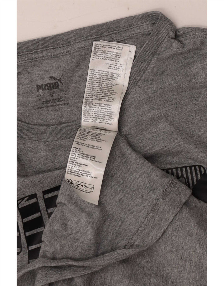 Męski T-shirt z grafiką Puma, duży, szary, bawełniany