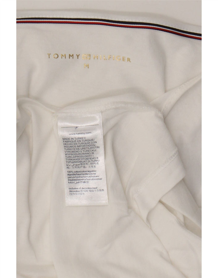 Damski top Tommy Hilfiger z rękawem 3/4, UK 14, średnia biała bawełna