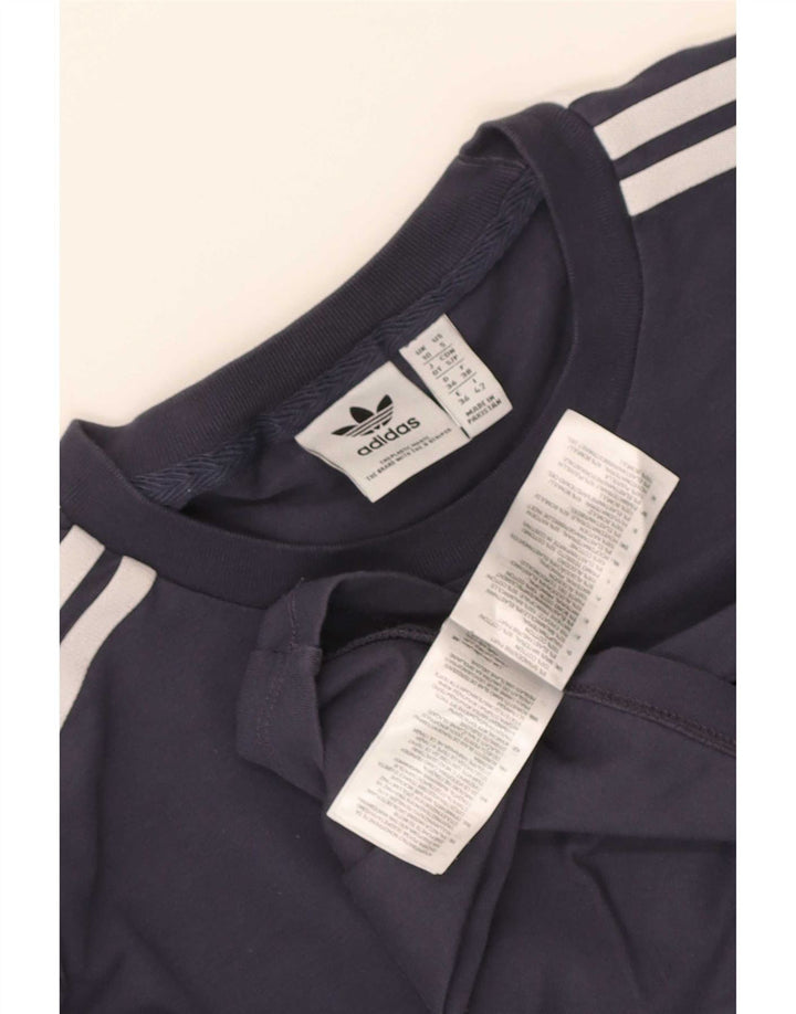 Damska koszulka Adidas z długim rękawem UK 10, mała, granatowa, bawełniana