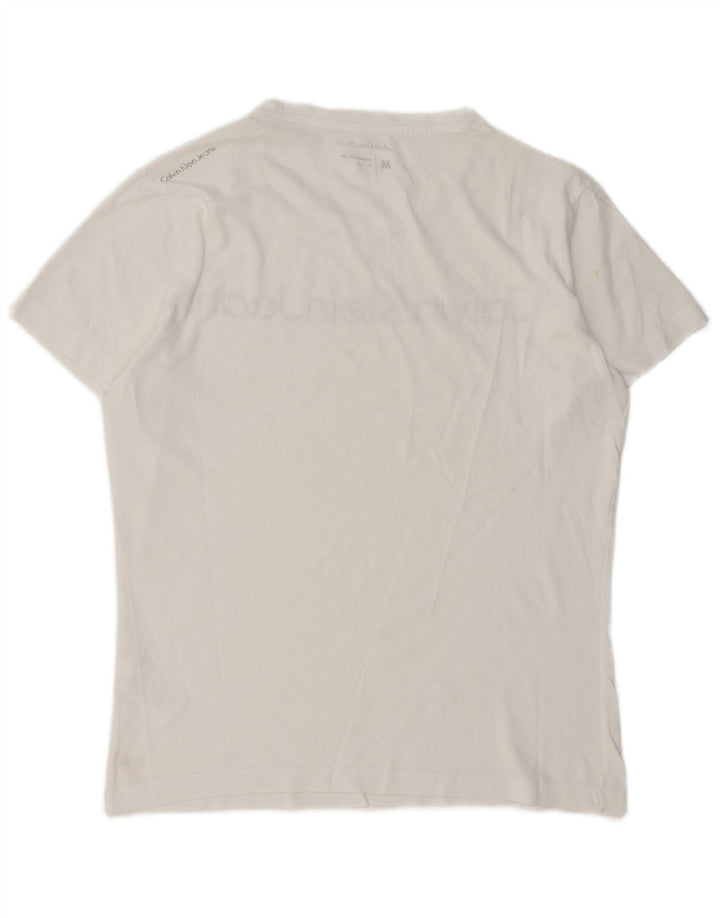 Męska koszulka z grafiką Calvin Klein Jeans, średnia, biała bawełna