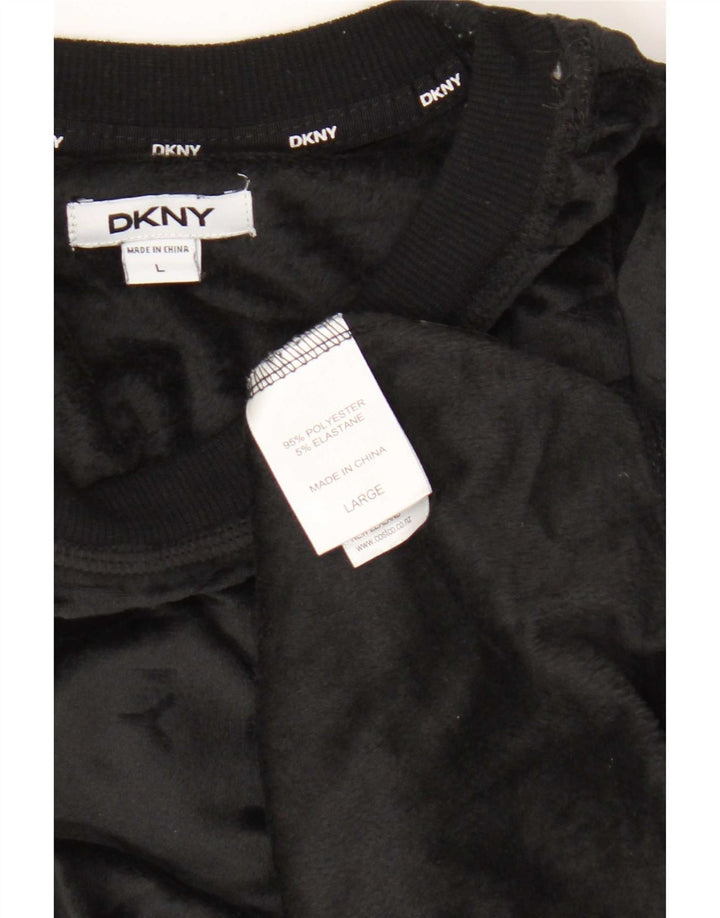 Damska bluza oversize Dkny z grafiką welurową, UK 16, duża czarna