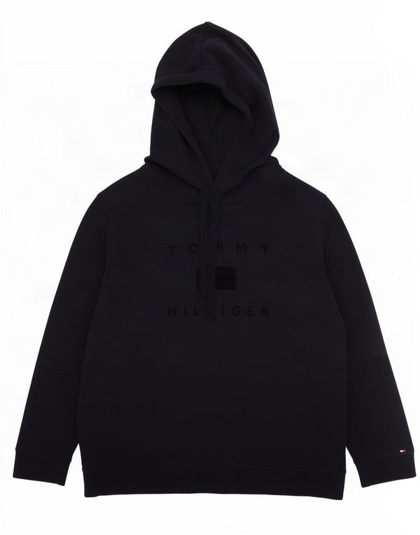 Damska bluza z kapturem Tommy Hilfiger z grafiką UK 18 XL, granatowa, bawełniana