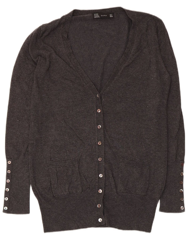 Sweter damski Zara Cardigan UK 14, duży, szary, sztuczny jedwab