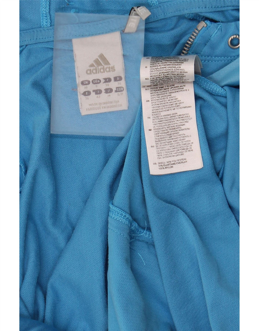 Damski sweter z kapturem i zamkiem błyskawicznym Adidas UK 10 Mały niebieski poliester