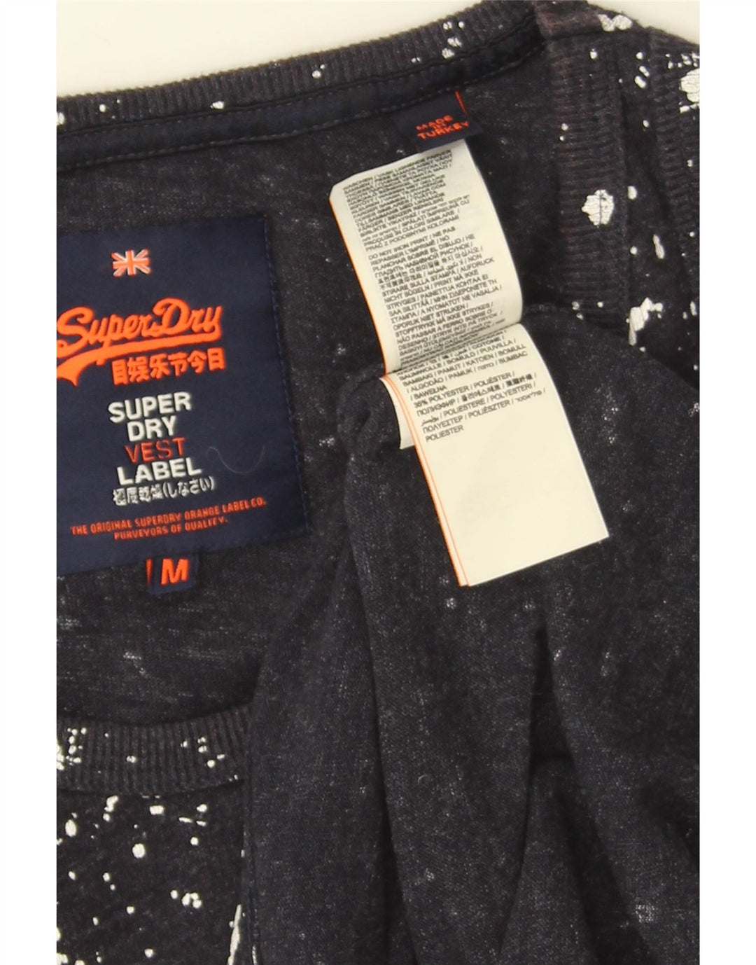 Męska kamizelka z grafiką Superdry, średnia, granatowa, bawełniana w cętki