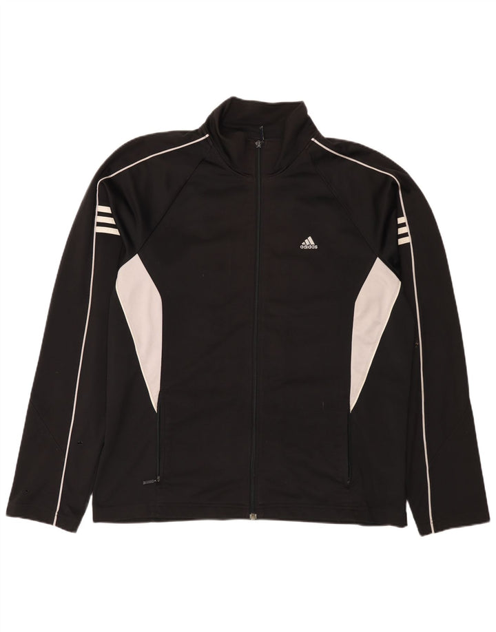 Adidas Męska bluza dresowa UK 42/44 Duży czarny poliester z blokami kolorów
