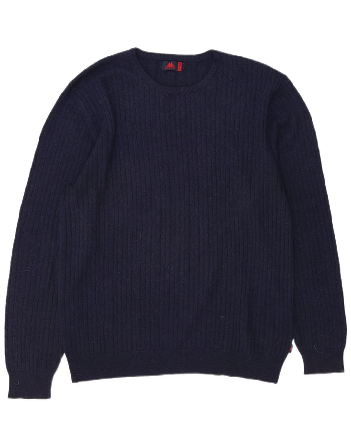Męski sweter Kappa z okrągłym dekoltem 2XL Granatowa wełna