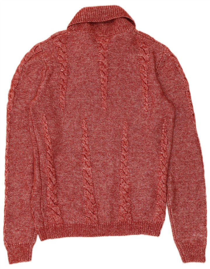 Męski sweter z szalowym dekoltem Hugo Boss, mały, czerwony, nakrapiany modal