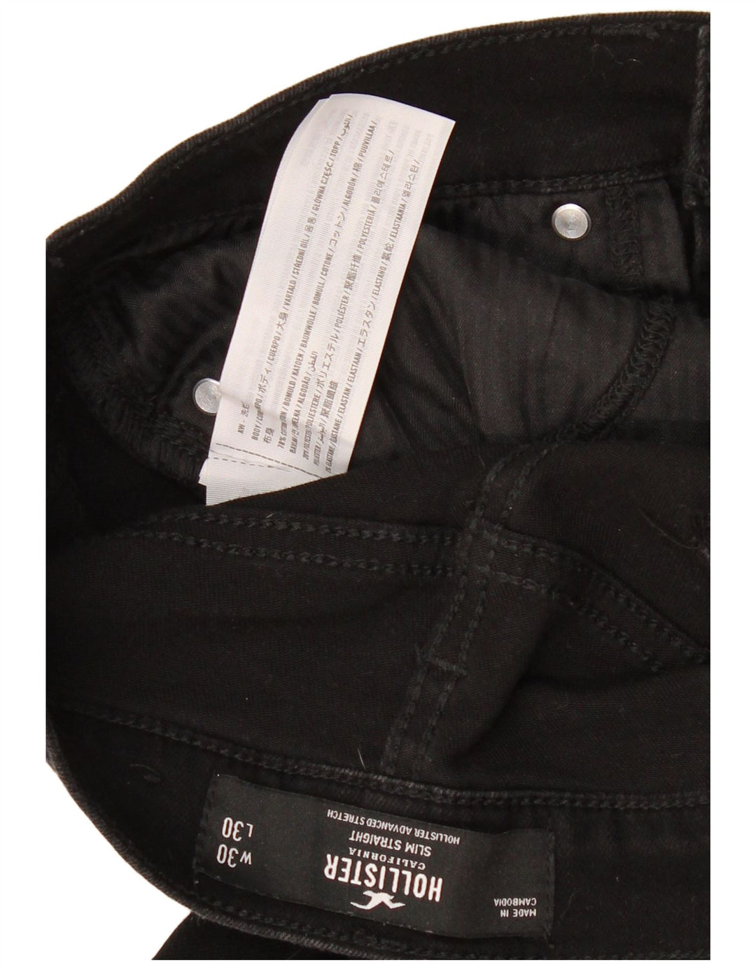 Dżinsy damskie Hollister Slim Straight W30 L30 Czarne bawełniane