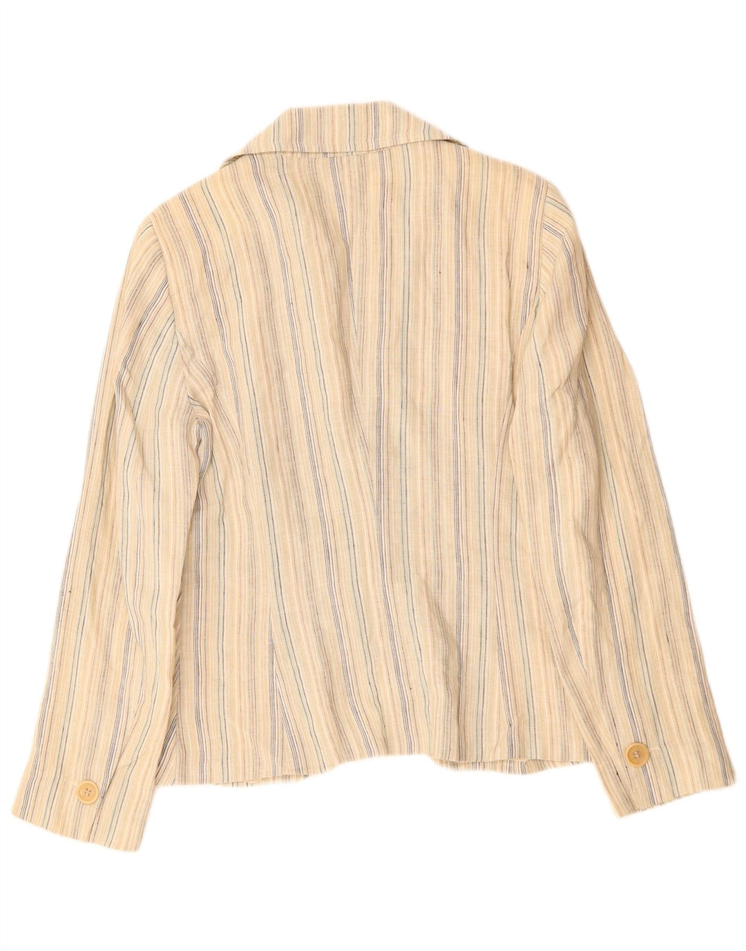 MAX & CO. Damska marynarka zapinana na 2 guziki UK 16, duża, lniana w beżowe paski