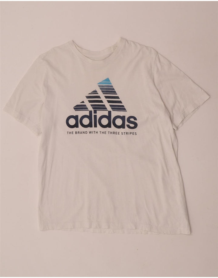 Męska koszulka z grafiką Adidas, duża, biała, bawełniana