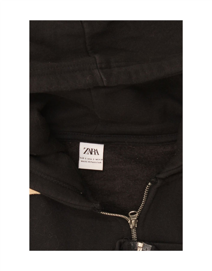 Zara Męski sweter z kapturem i zamkiem błyskawicznym, mały, czarny