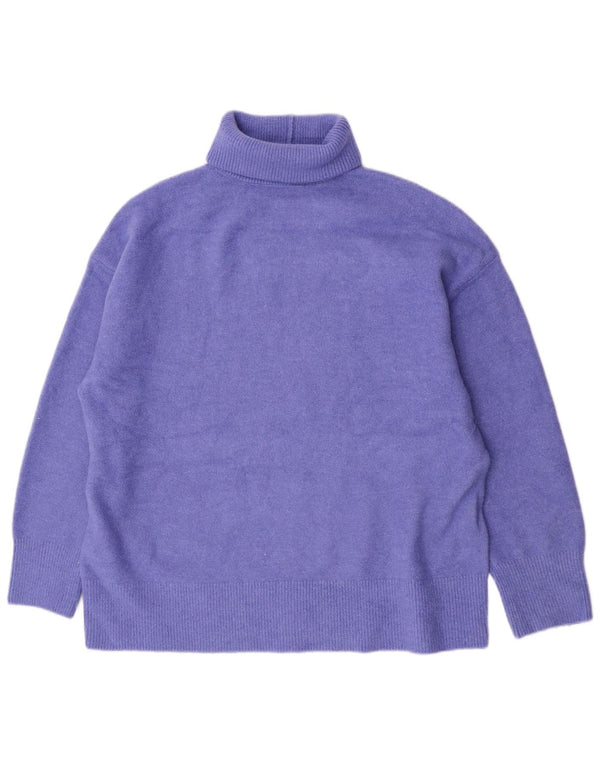 Damski sweter oversize Zara z wywijanym dekoltem UK 14, średni fiolet, akryl