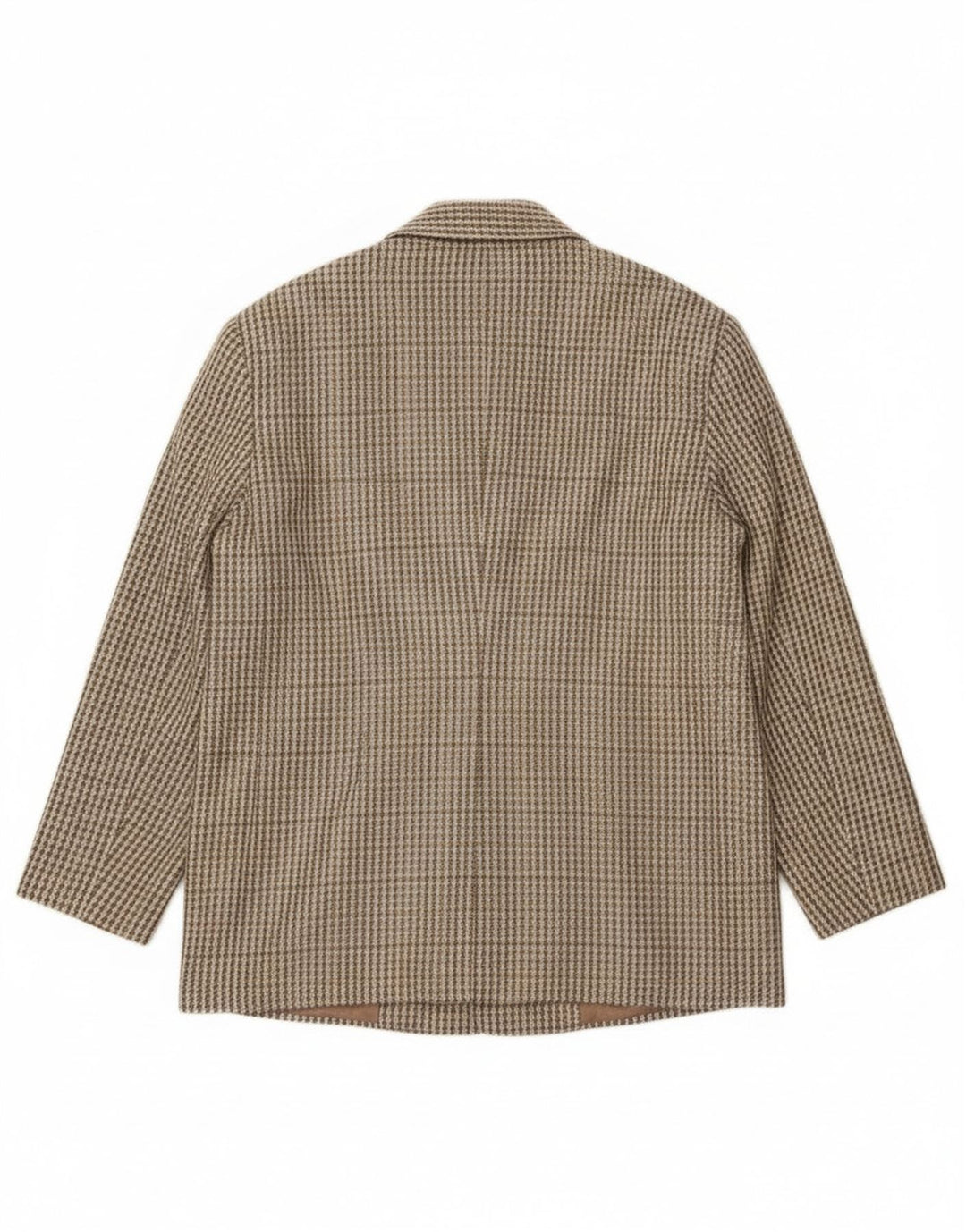 Vintage damska marynarka zapinana na 2 guziki IT 46, duża wełna w kratkę khaki