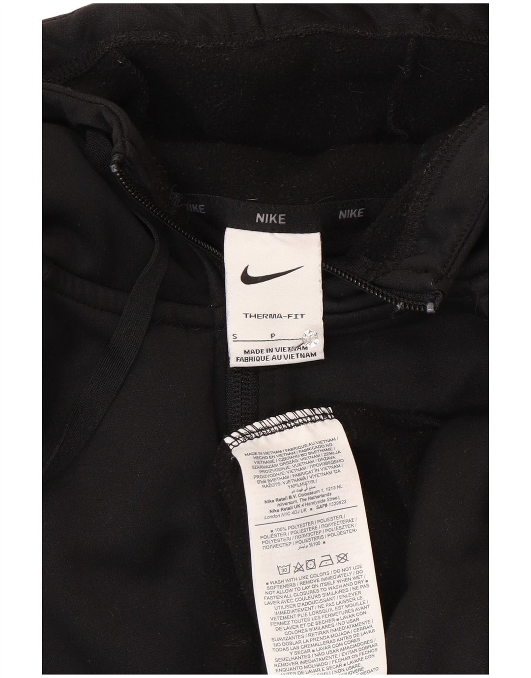 Męski sweter z kapturem i zamkiem błyskawicznym Nike Therma-Fit, mały, czarny, poliestrowy