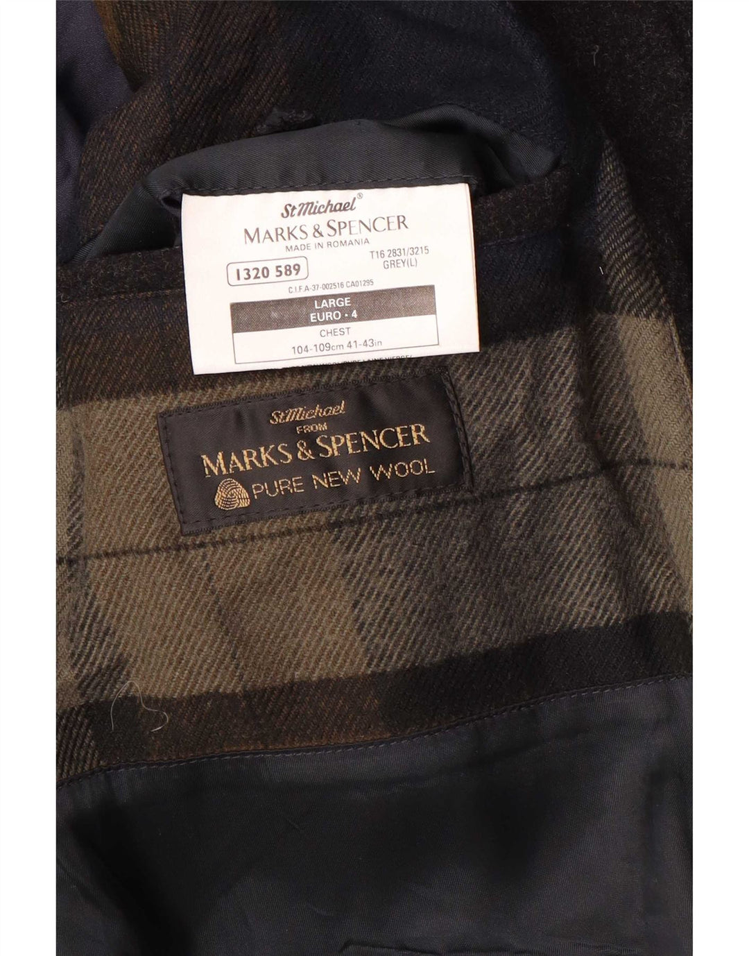 Marks & Spencer Płaszcz męski UK 40, duży, szary, z dziewiczej wełny