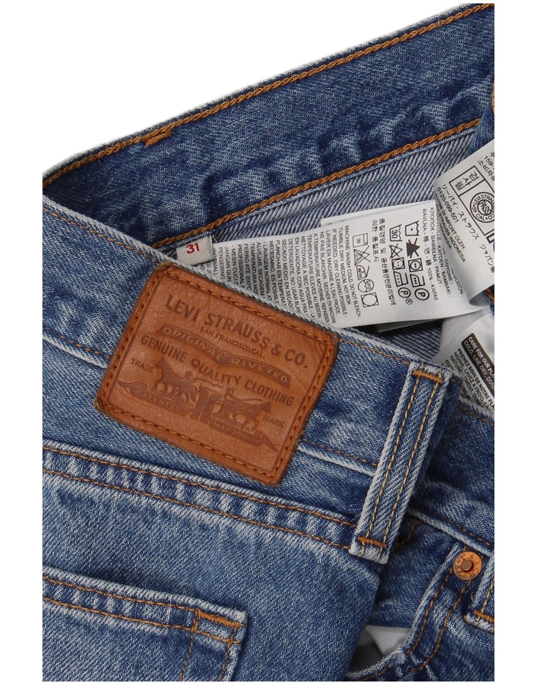 Damska mini spódniczka dżinsowa Levi's W31 Średnioniebieska bawełna