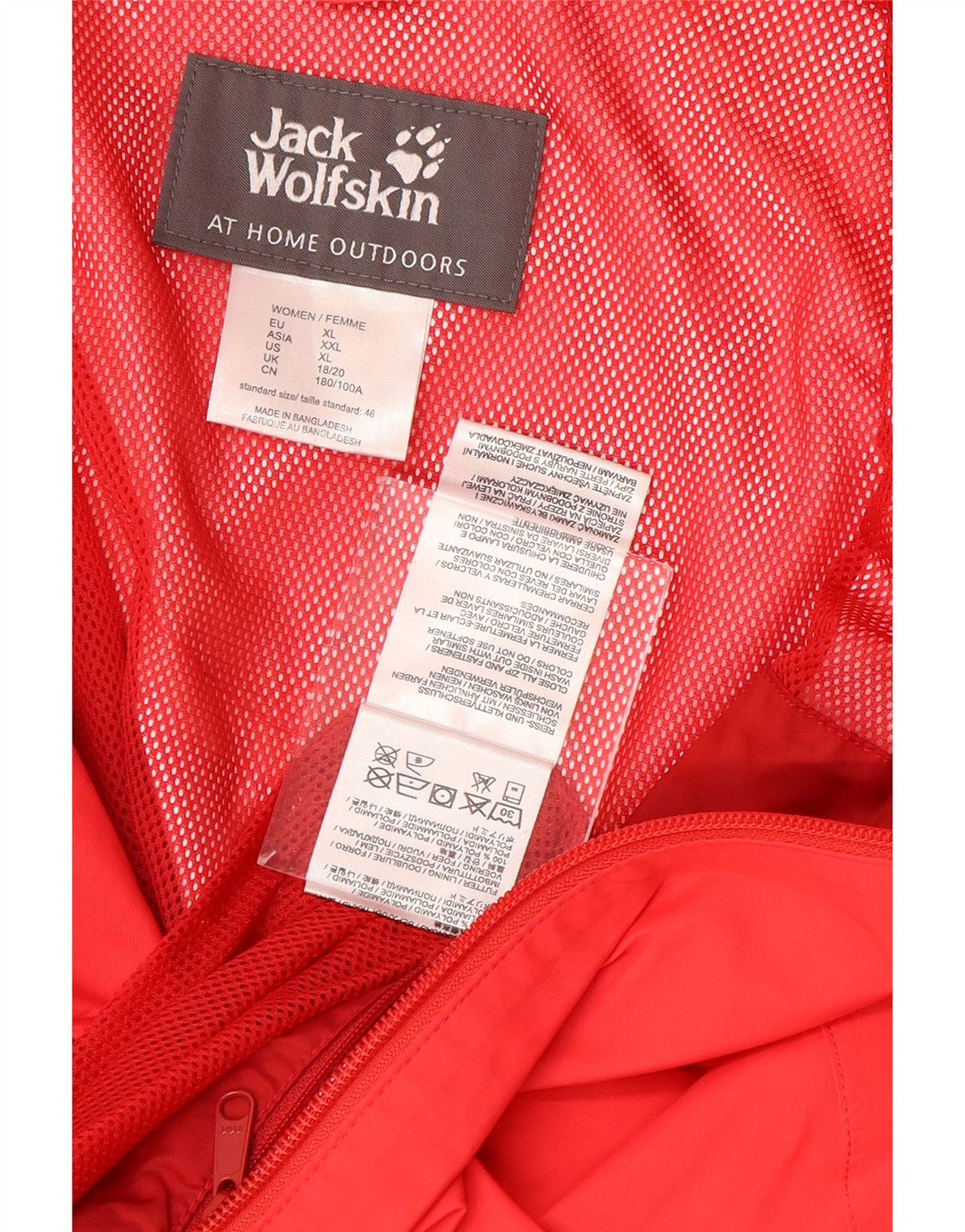 Damska kurtka przeciwdeszczowa z kapturem JACK WOLFSKIN UK 18/20 XL, czerwony poliamid