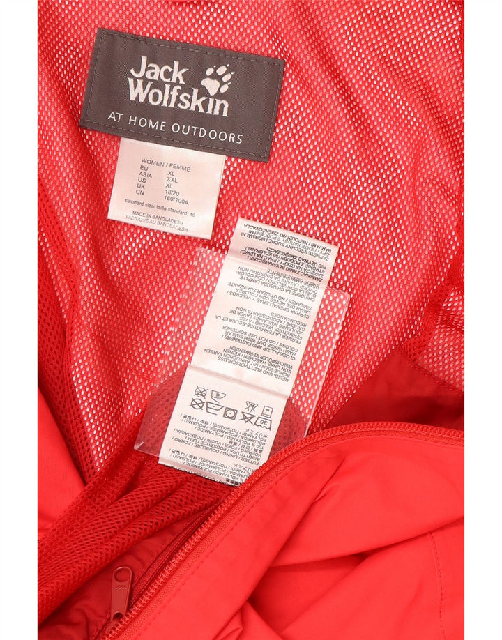 Damska kurtka przeciwdeszczowa z kapturem JACK WOLFSKIN UK 18/20 XL, czerwony poliamid