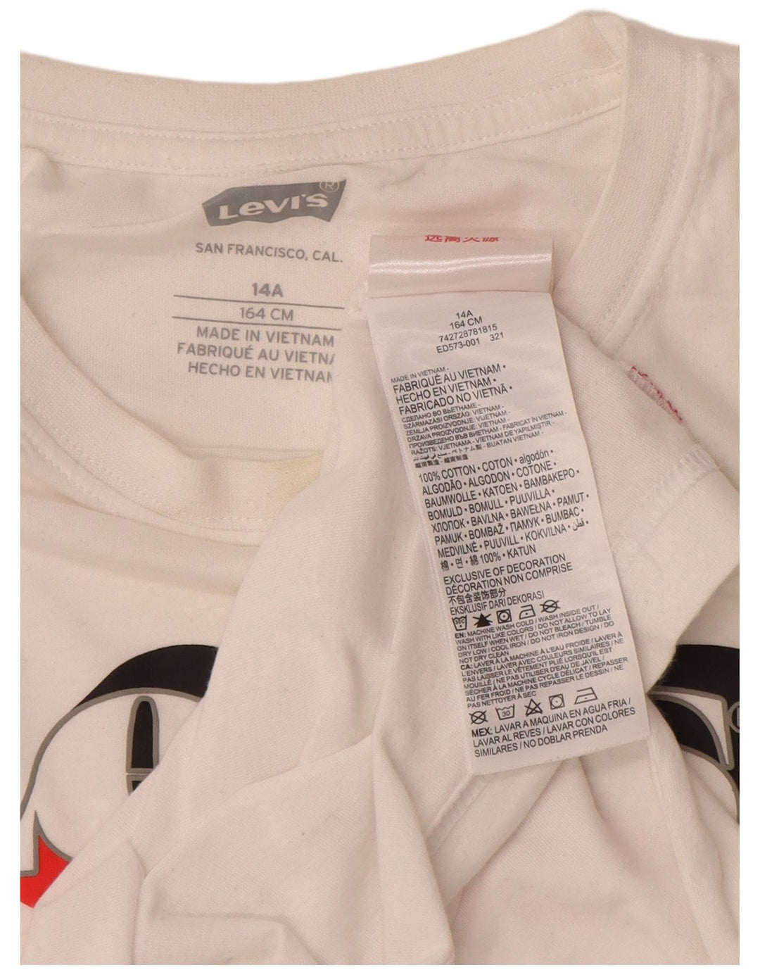 Chłopięcy T-shirt z grafiką LEVI'S, 13-14 lat, biała bawełna