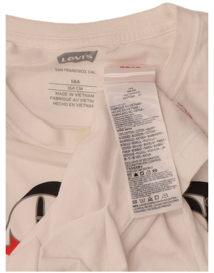 Chłopięcy T-shirt z grafiką LEVI'S, 13-14 lat, biała bawełna