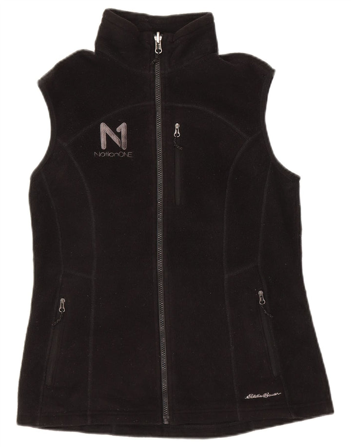 EDDIE BAUER Womens Fleece Gilet UK 14 Medium Black Polyester