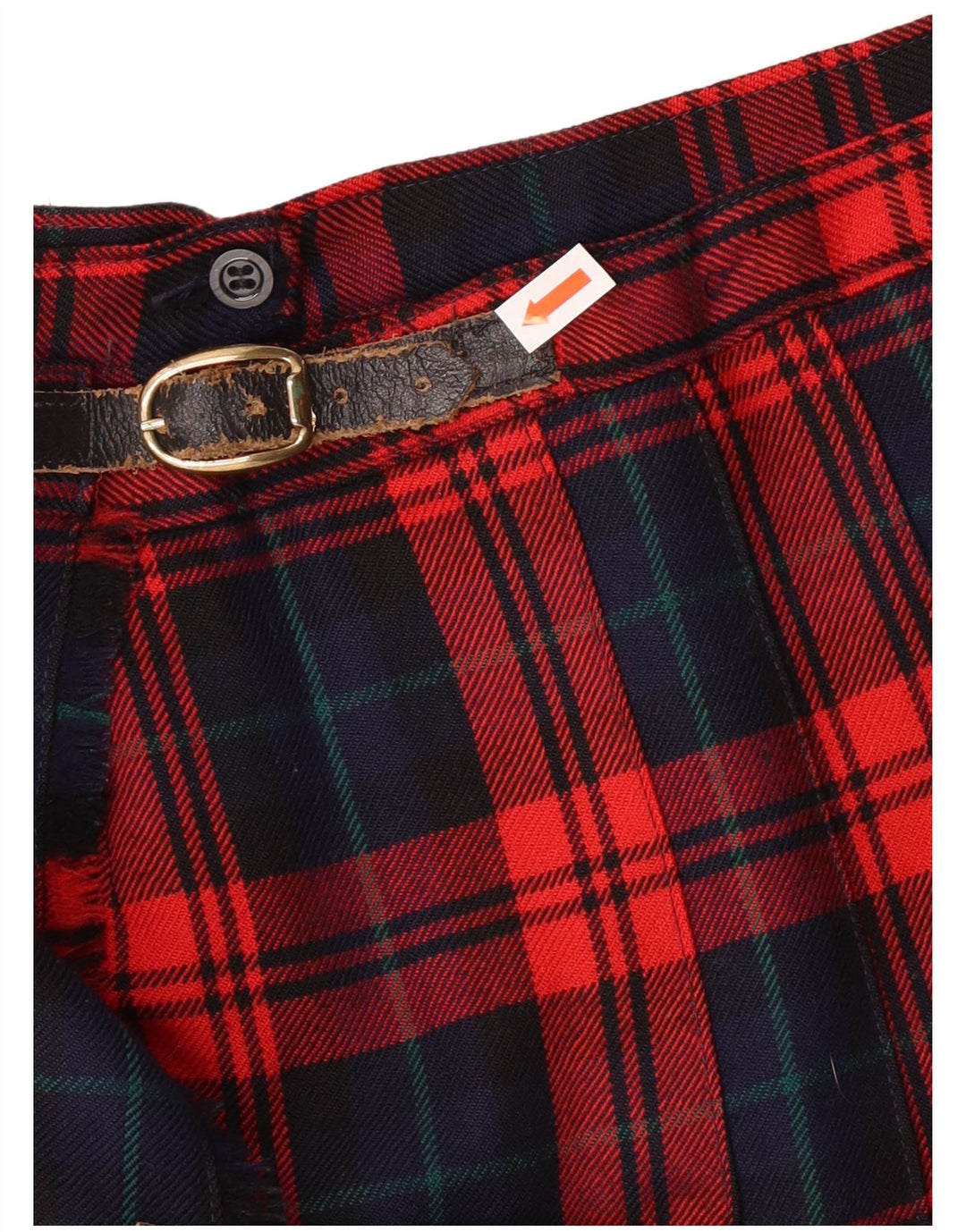 Vintage damska plisowana spódnica IT 42 Medium W28 czerwona kratka z dziewiczej wełny