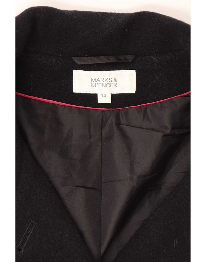 Marks & Spencer Damska kurtka bomber z rękawem 3/4 UK 14, duża, czarna, nowa wełna