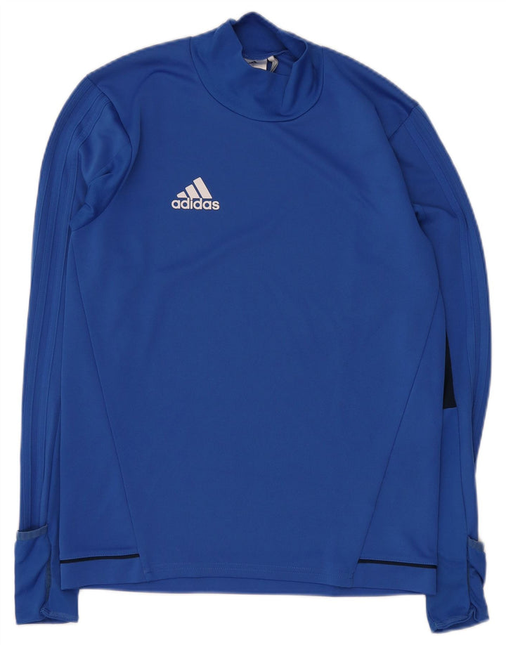 Męski top ADIDAS z długim rękawem, mały, niebieski, poliester