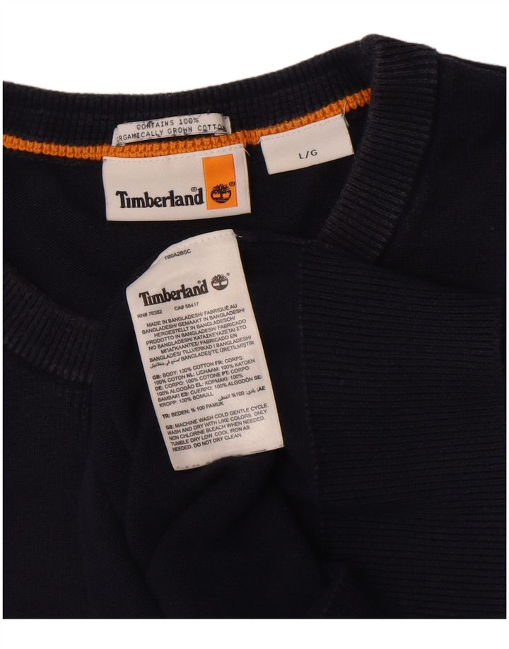 Męski sweter Timberland z okrągłym dekoltem, duży, granatowy, bawełniany