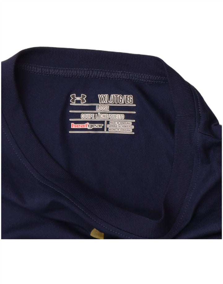 UNDER ARMOUR Chłopięcy luźny T-shirt z grafiką 13-14 lat XL Granatowy