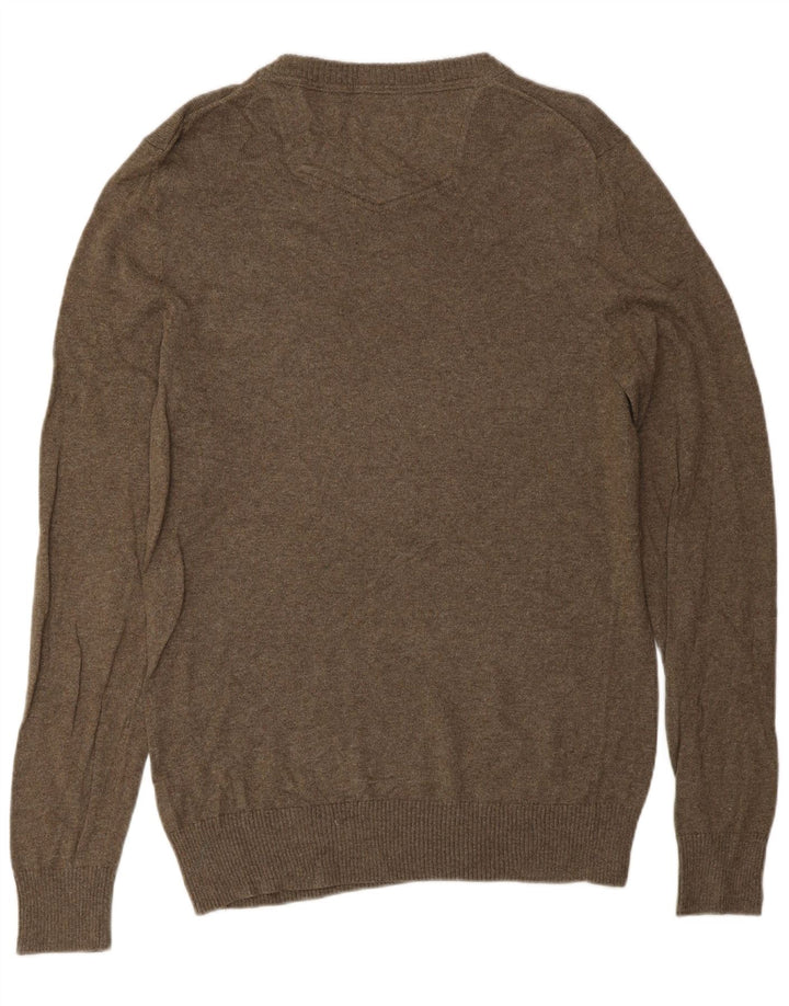 Męski sweter Fat Face z dekoltem w kształcie litery V, średnia bawełna khaki