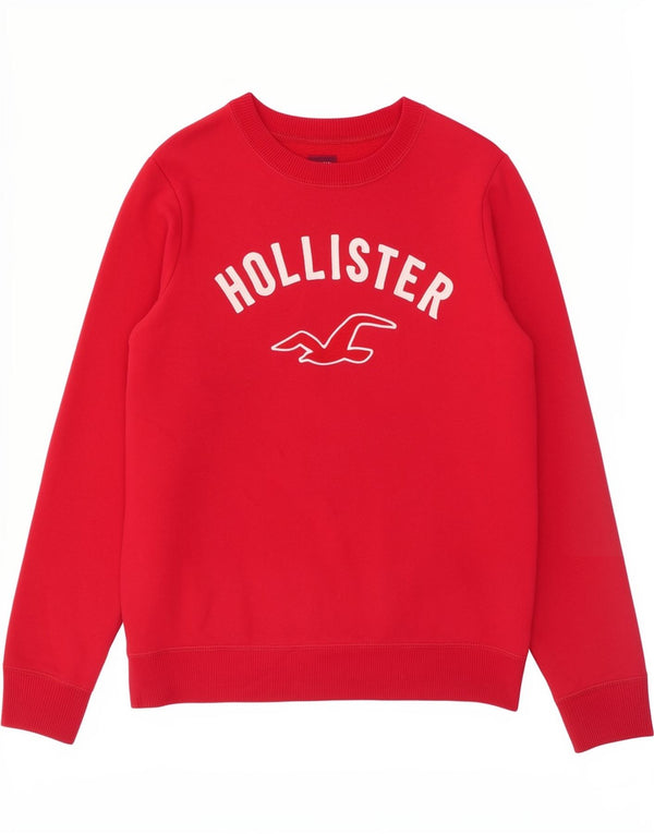 Damski sweter z grafiką Hollister UK 8, mały, czerwony, bawełniany