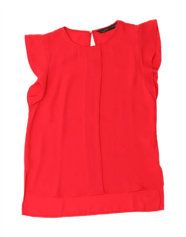 ZARA Womens Blouse Top UK 10 Small Red Vintage Zara and Second-Hand Zara from Messina Hembry 